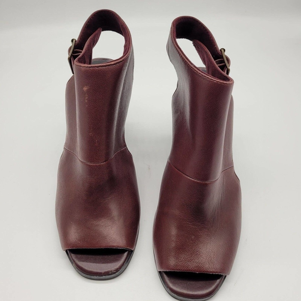 Seychelles womens battery oxblood Open Toe Heeled Ankle Boots sz 6 leather red - Picture 2 of 10